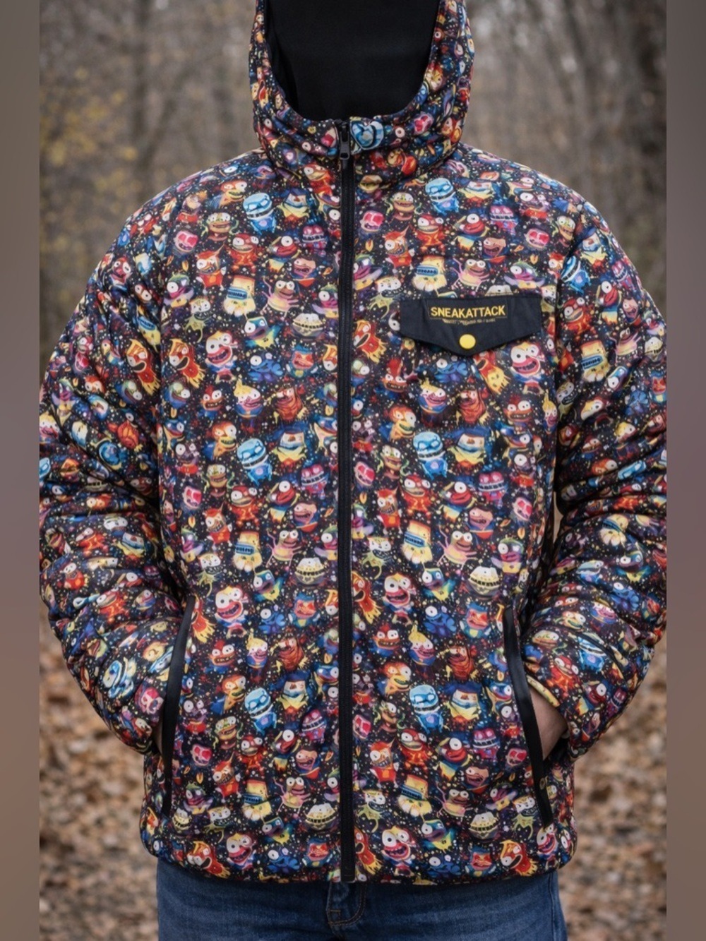Sneaky Mob “Urban, French & Maniac” • Statement Art Puffer Jacket • Women’s XL